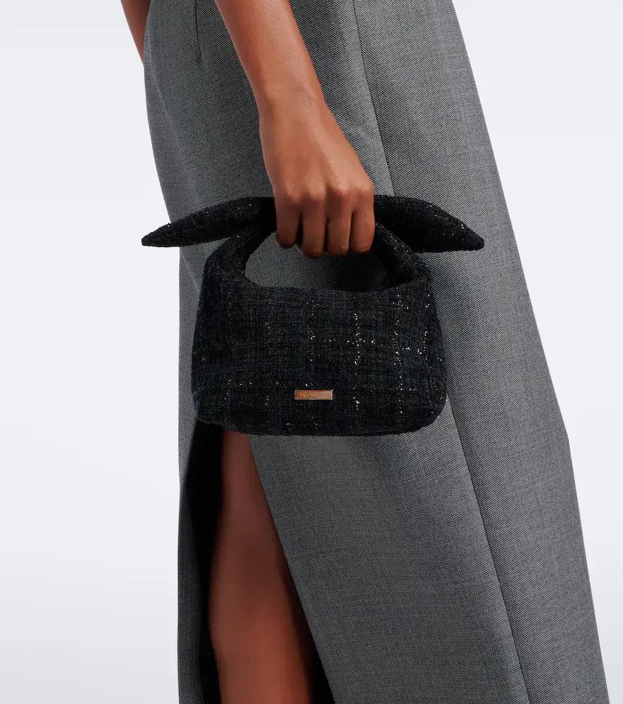 Aquazzura Bow Tie Mini tweed top-handle bag | Thumbnail 5