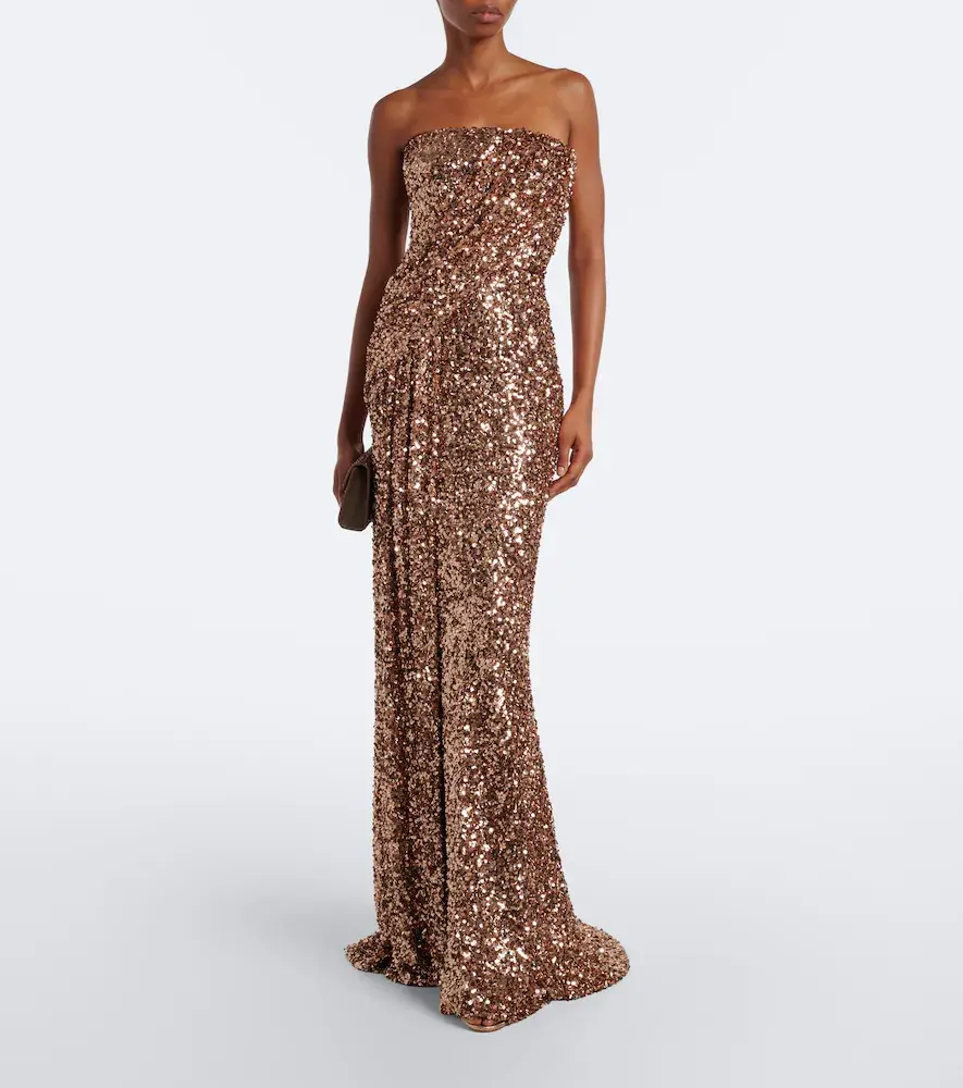 Elie Saab Sequined strapless bustier gown | Thumbnail 5