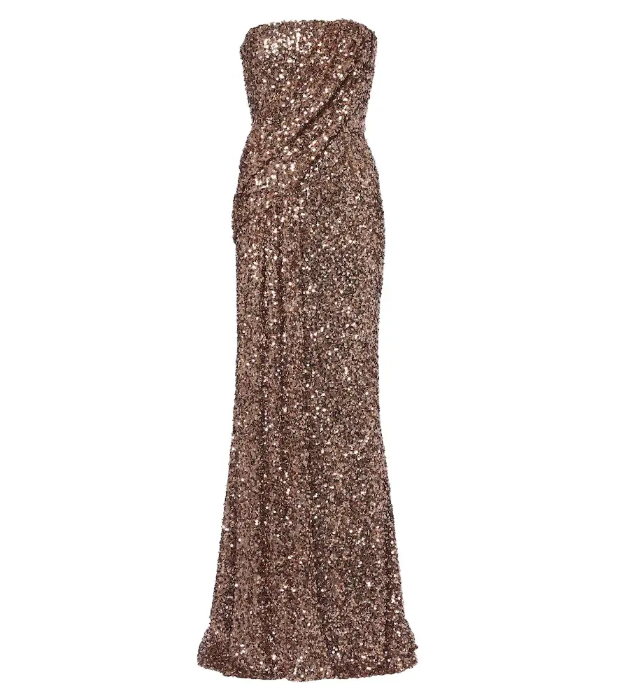 Elie Saab Sequined strapless bustier gown