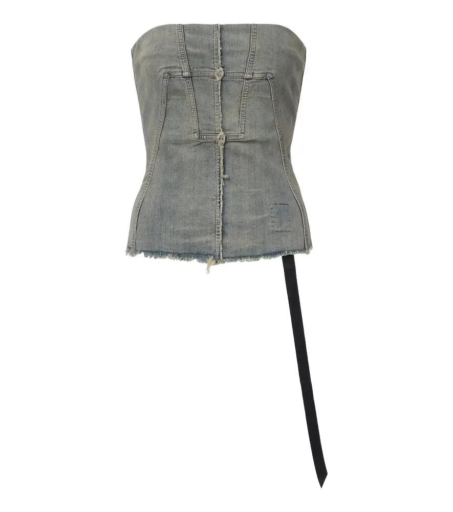 DRKSHDW distressed denim tube top DRKSHDW distressed denim tube top
