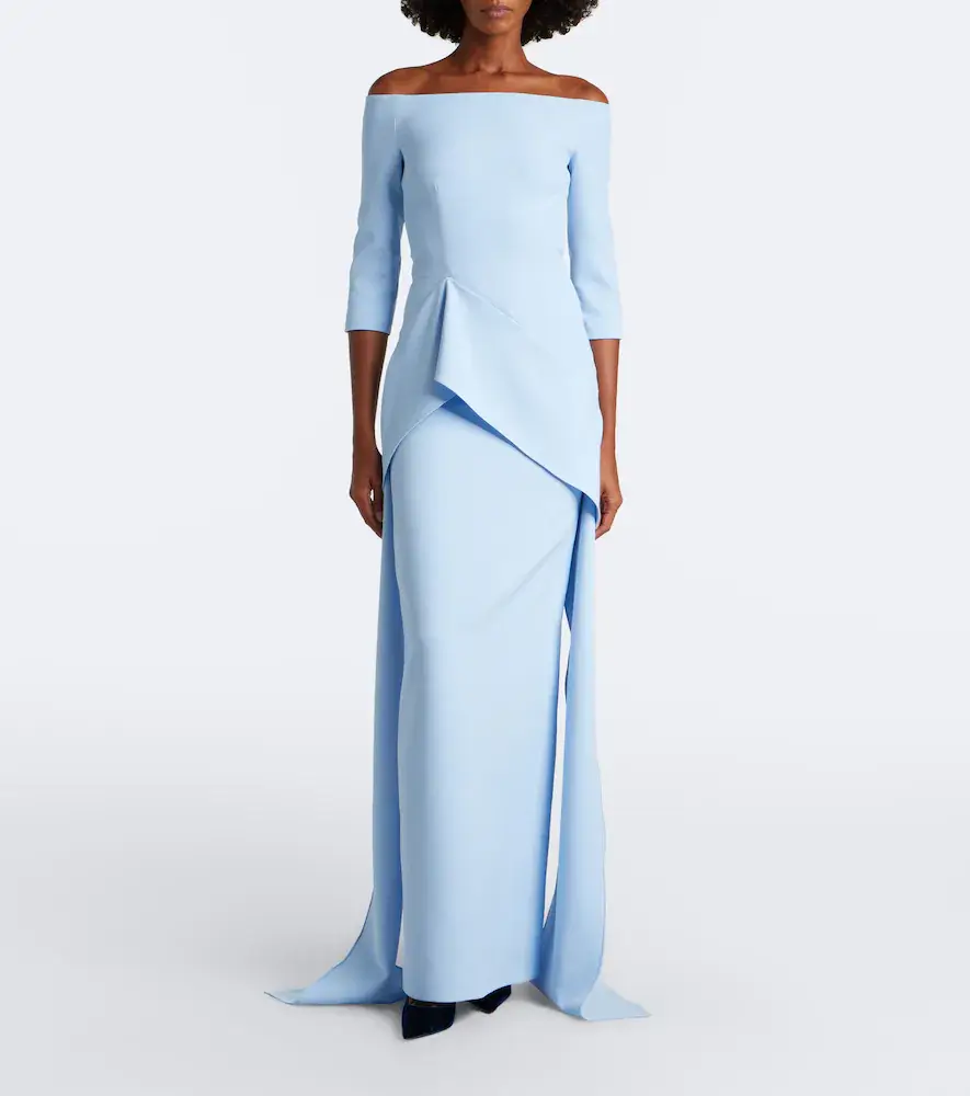 Safiyaa Zetta draped off-shoulder crêpe gown | Thumbnail 4 Safiyaa Zetta draped off-shoulder crêpe gown | Thumbnail 4