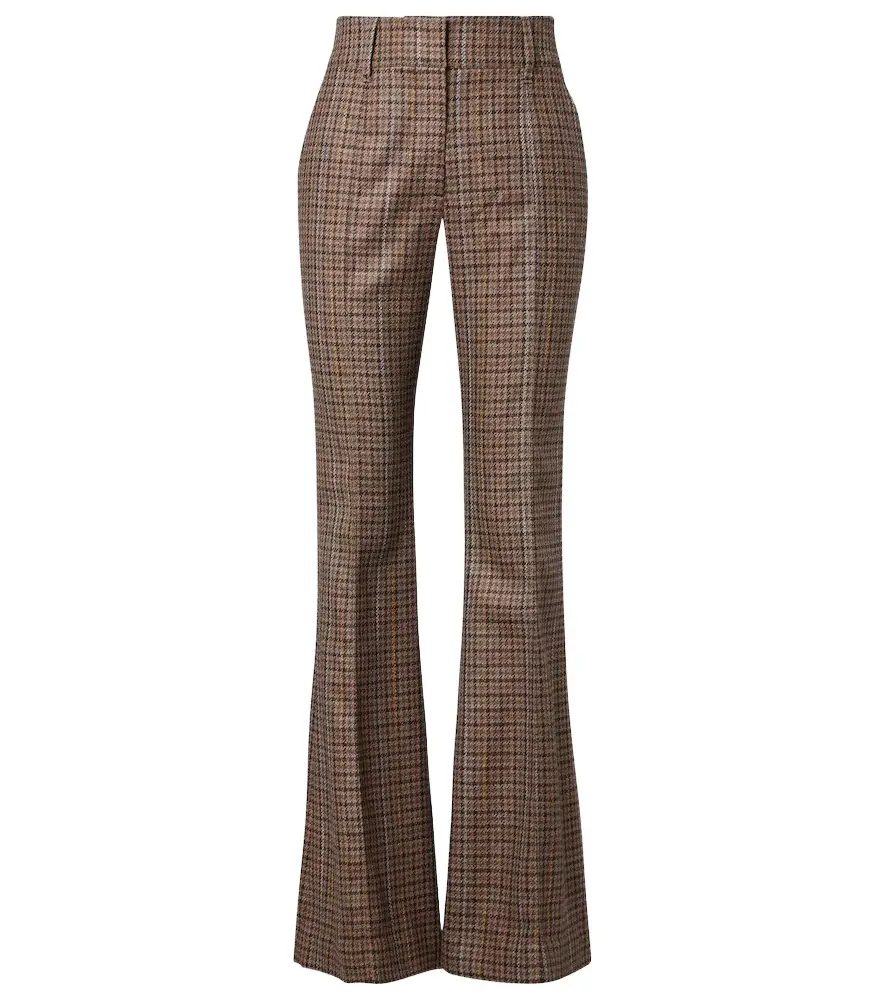 Rhein checked wool and cashmere flared pants Rhein checked wool and cashmere flared pants