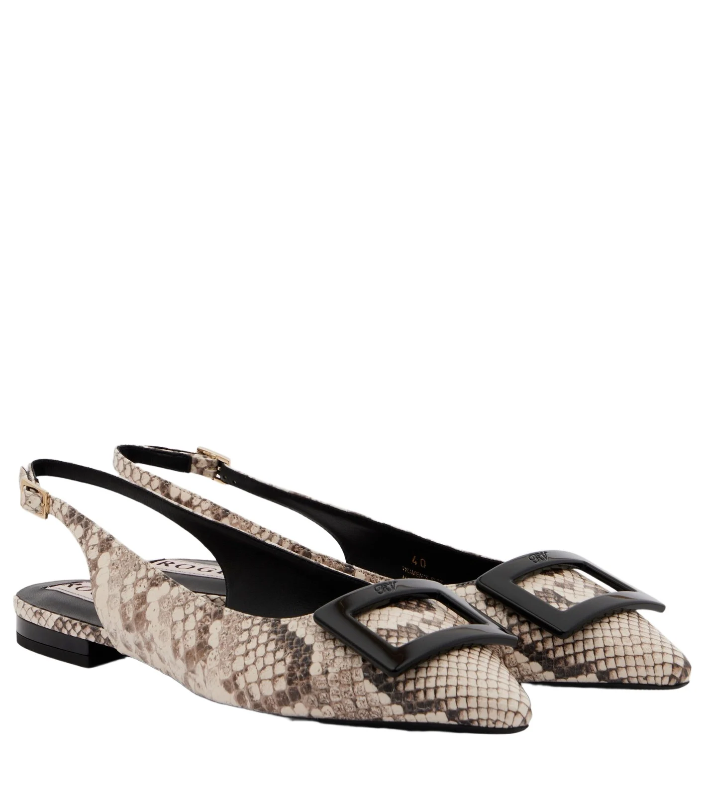 Roger Vivier Gommettine leather slingback flats