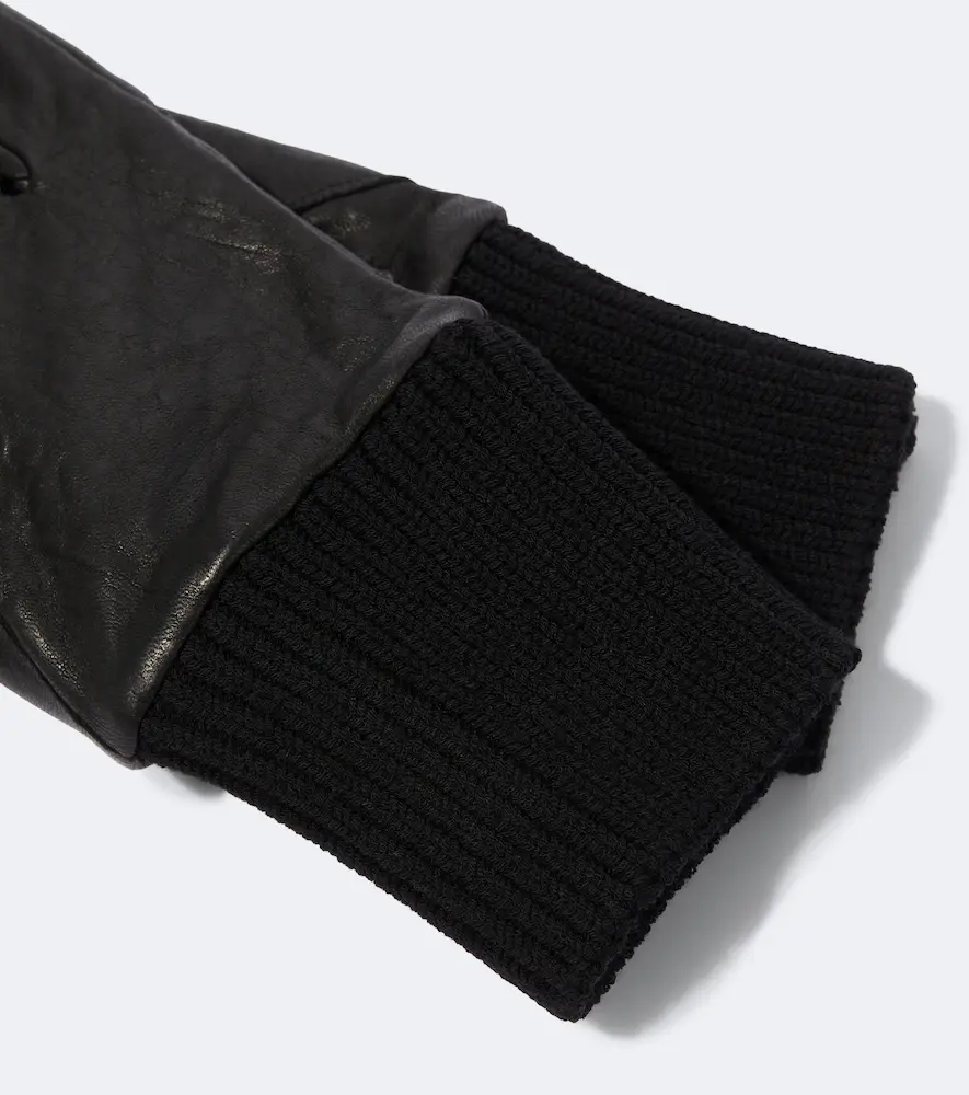 Rick Owens Ribbed-knit leather gloves | Thumbnail 2