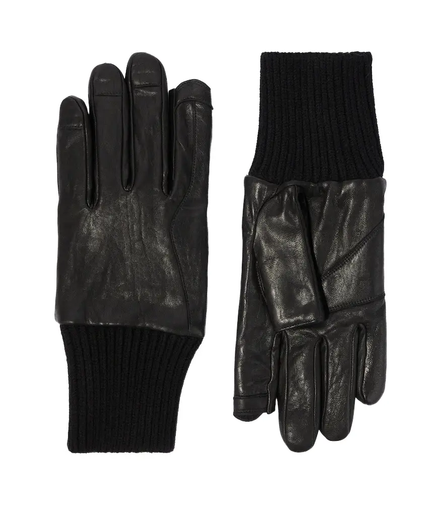 Rick Owens Ribbed-knit leather gloves