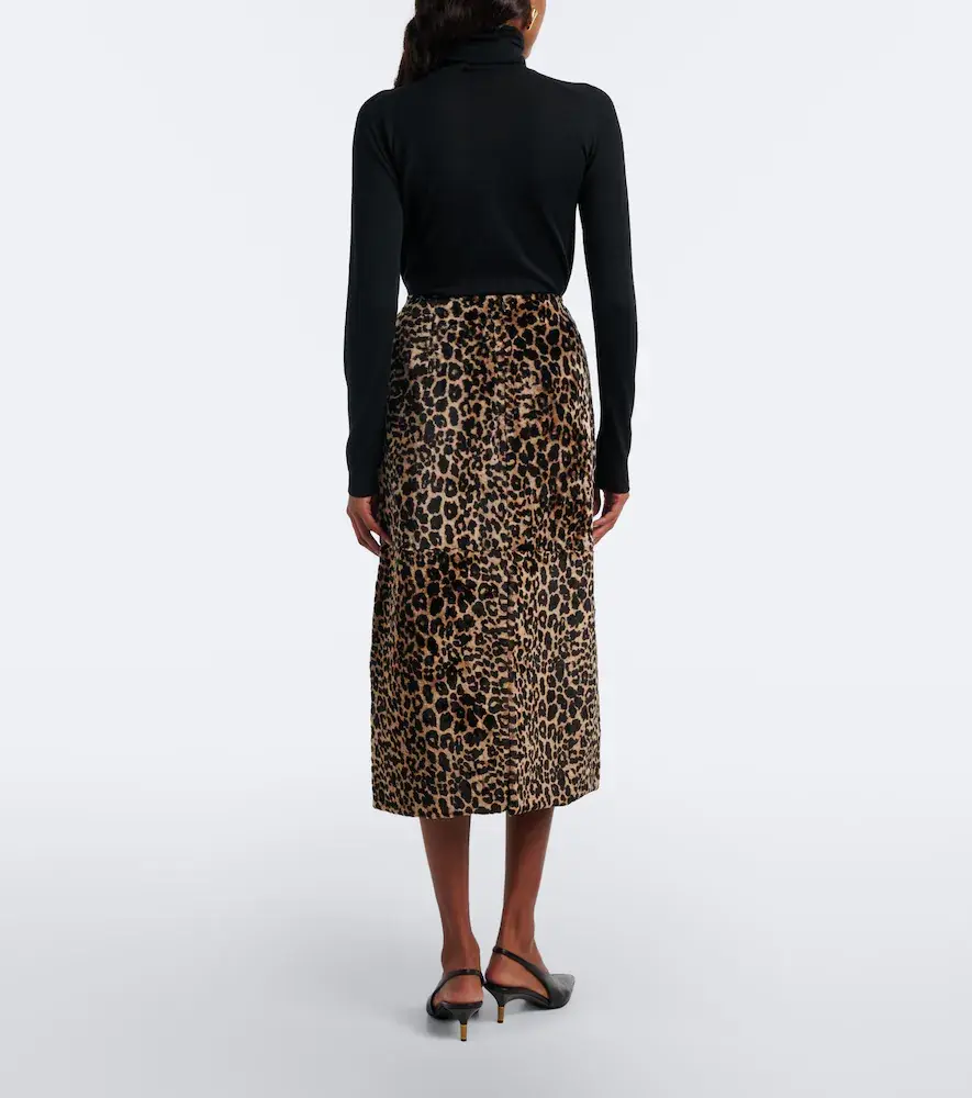 Nour Hammour Alana leopard-print shearling pencil skirt | Thumbnail 3