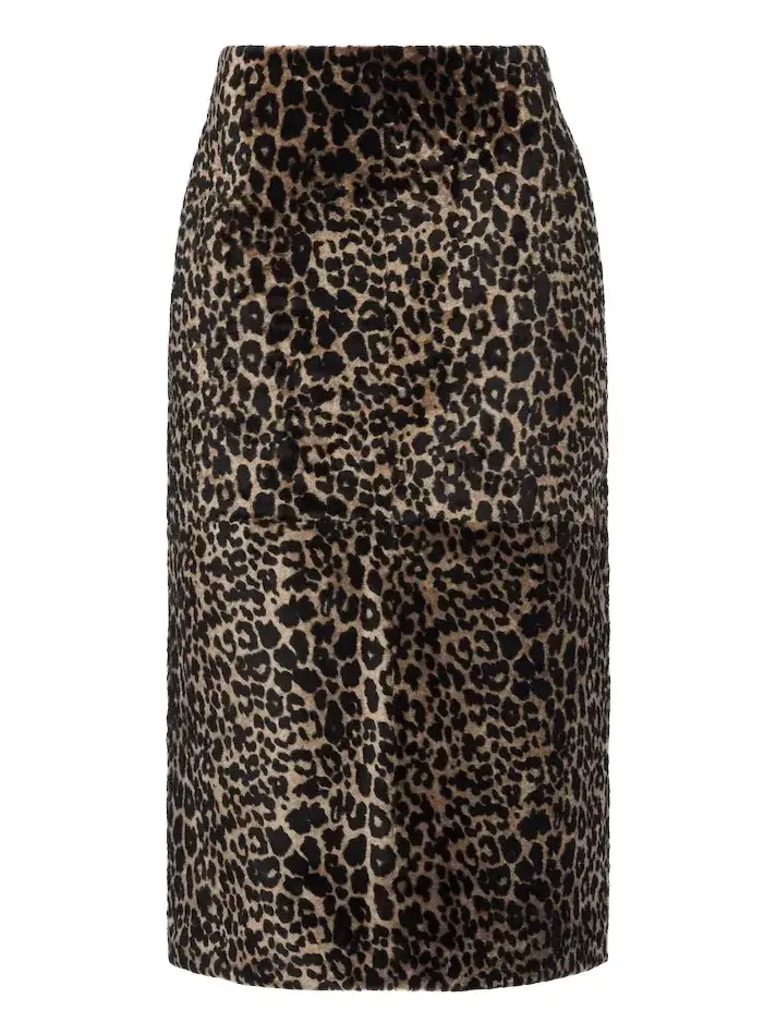Alana leopard-print shearling pencil skirt