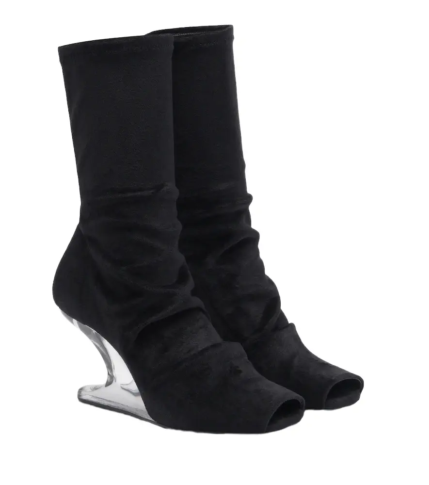 Rick Owens Cantilever velvet jersey ankle boots
