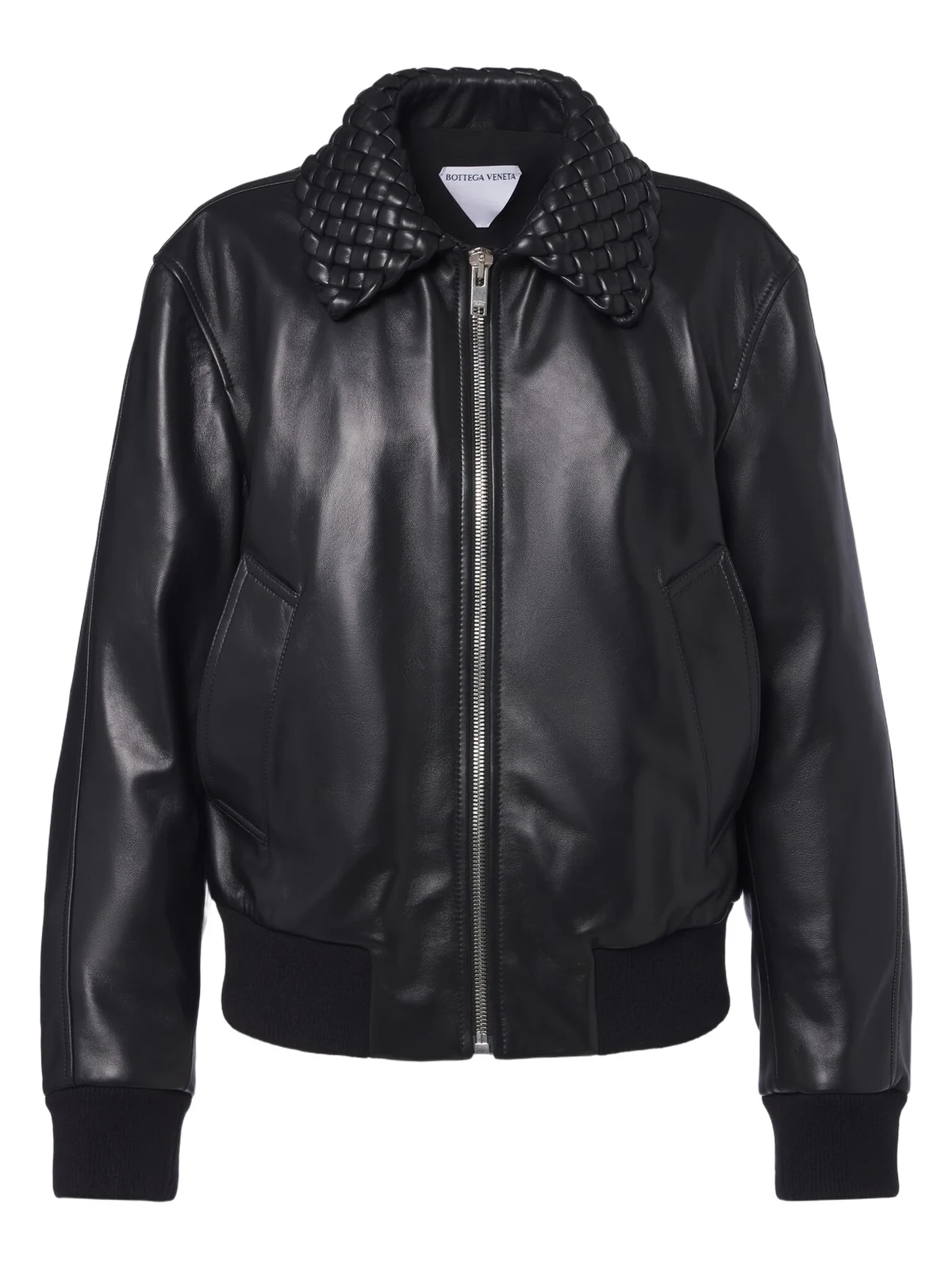 Intrecciato leather blouson jacket