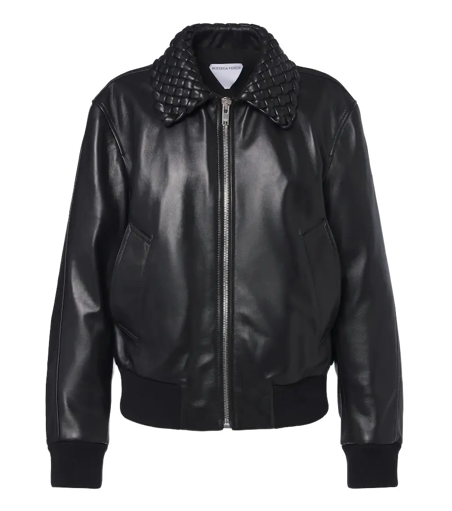 Intrecciato leather blouson jacket Intrecciato leather blouson jacket