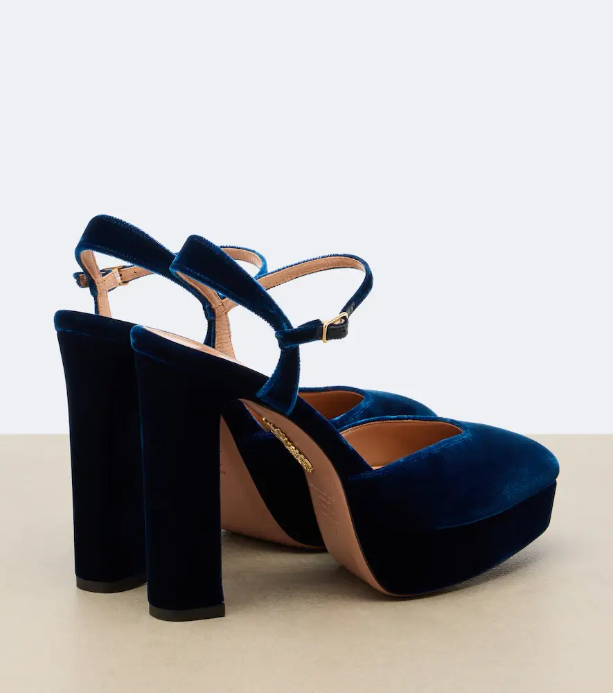 Aquazzura Amira velvet platform slingback pumps | Thumbnail 3 Aquazzura Amira velvet platform slingback pumps | Thumbnail 3