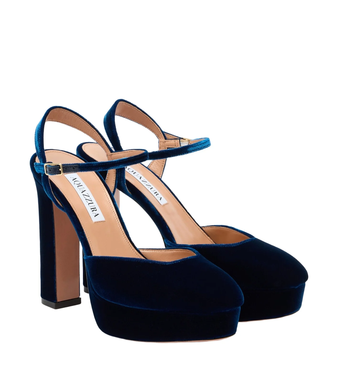 Aquazzura Amira velvet platform slingback pumps