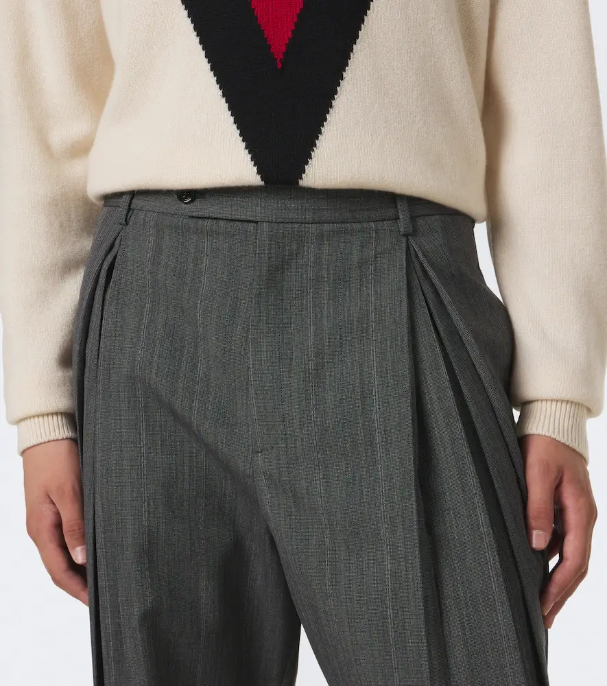 Valentino Garavani Striped wool and silk wide-leg pants | Thumbnail 2 Valentino Garavani Striped wool and silk wide-leg pants | Thumbnail 2