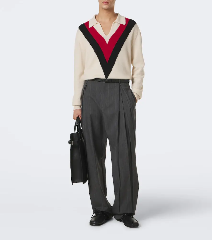 Valentino Garavani Striped wool and silk wide-leg pants | Thumbnail 3 Valentino Garavani Striped wool and silk wide-leg pants | Thumbnail 3