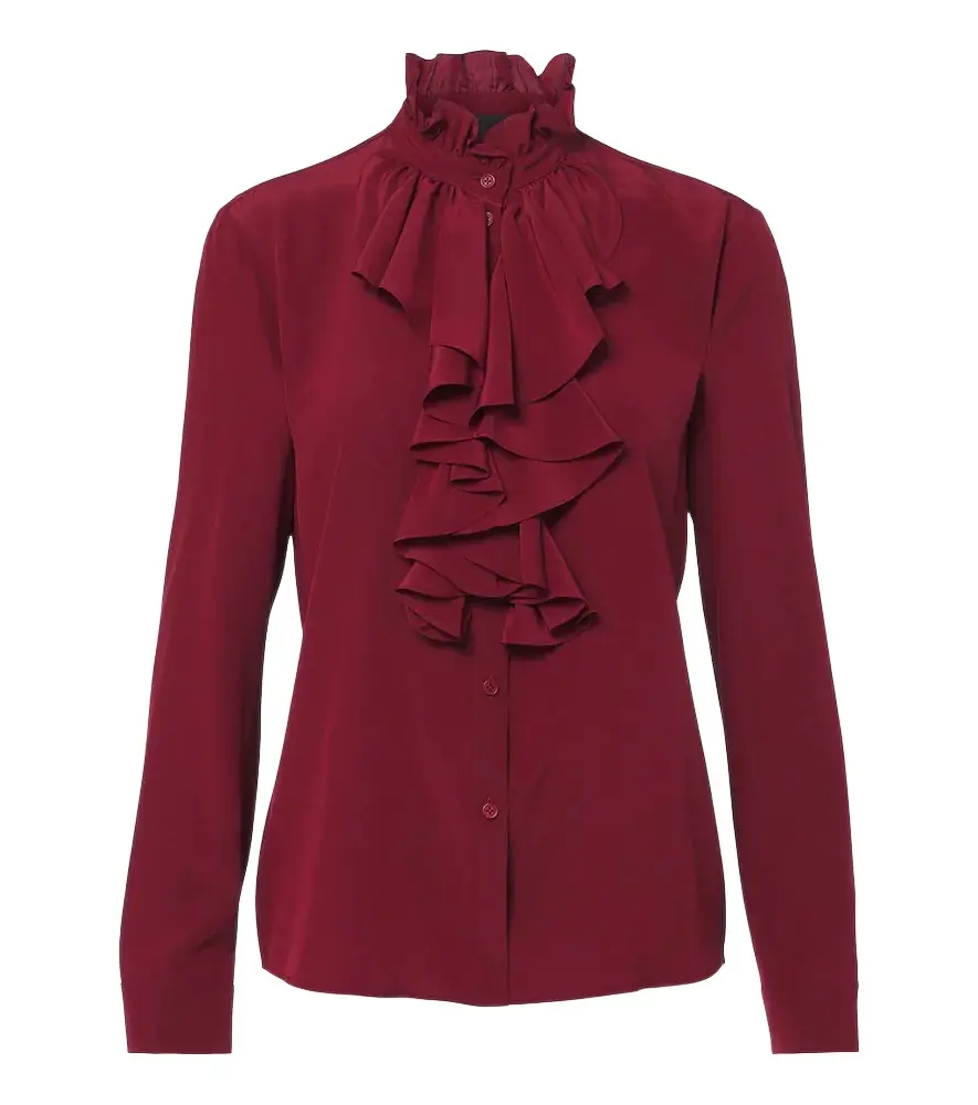 Ruffled silk blouse