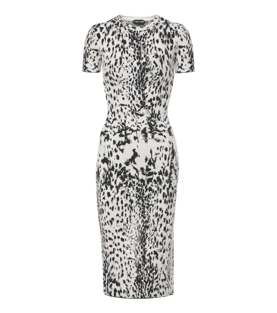 Jacquard velvet midi dress