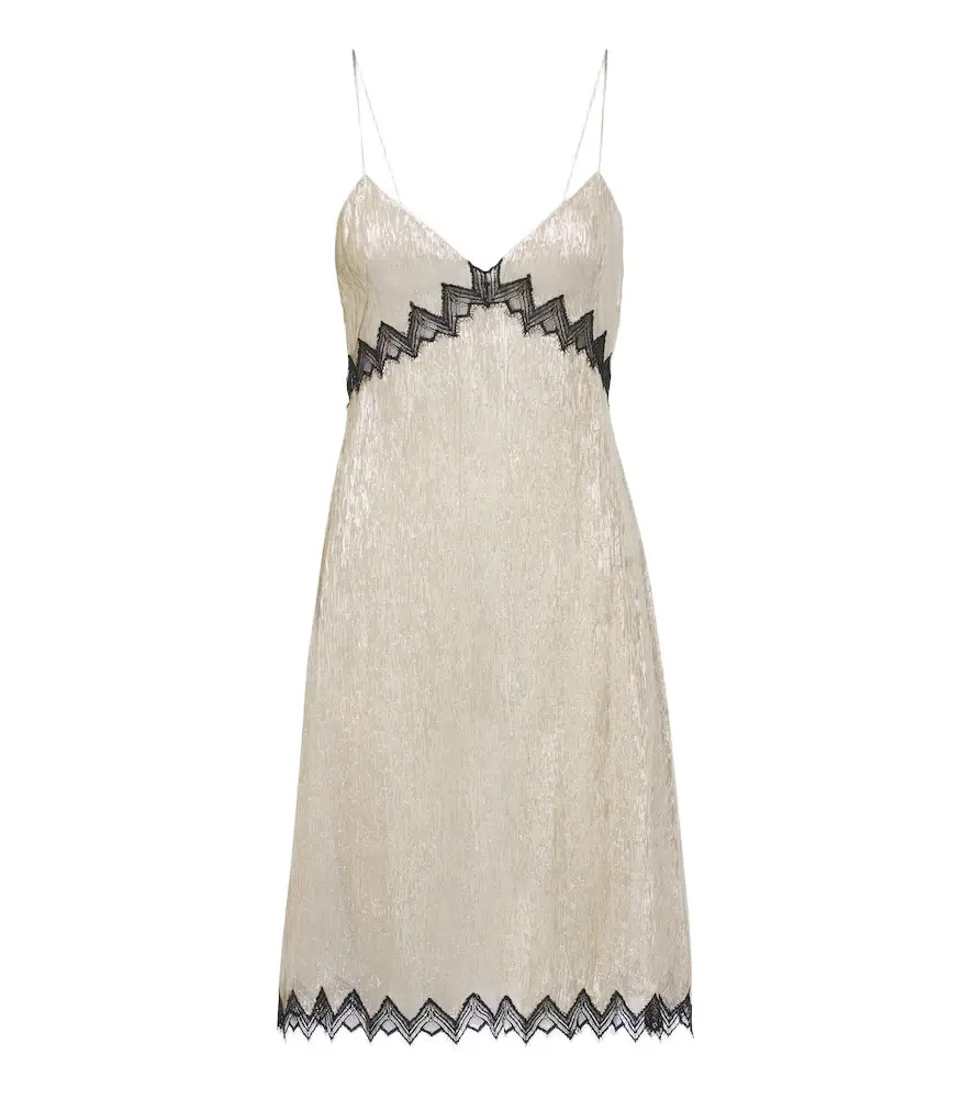 Lace-trimmed silk-blend slip dress