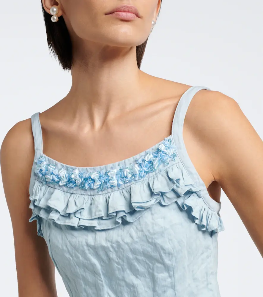 SHUSHU/TONG Bow-detail embellished ruffled top | Thumbnail 2