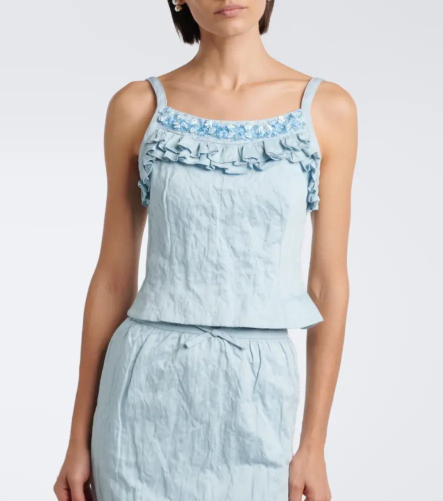 SHUSHU/TONG Bow-detail embellished ruffled top | Thumbnail 5