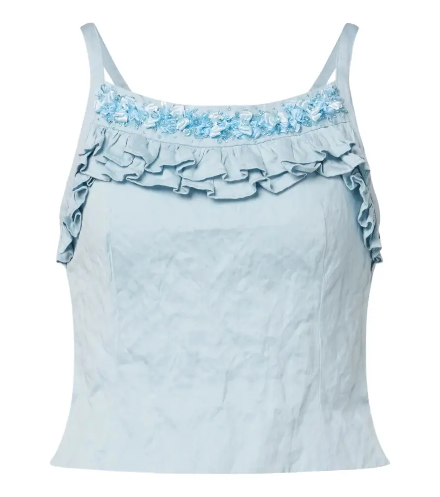 Bow-detail embellished ruffled top Bow-detail embellished ruffled top