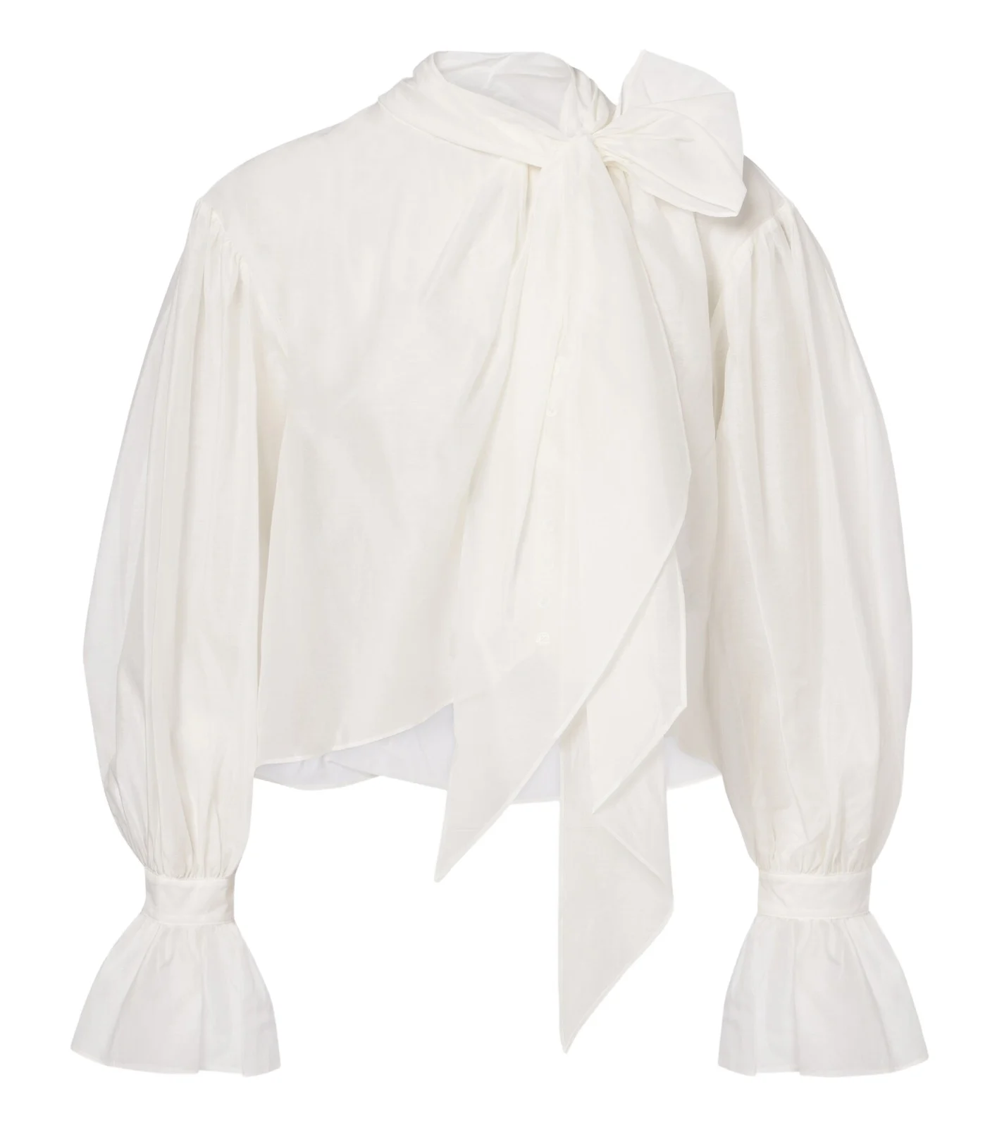 Tie-detail cotton and silk organdy blouse