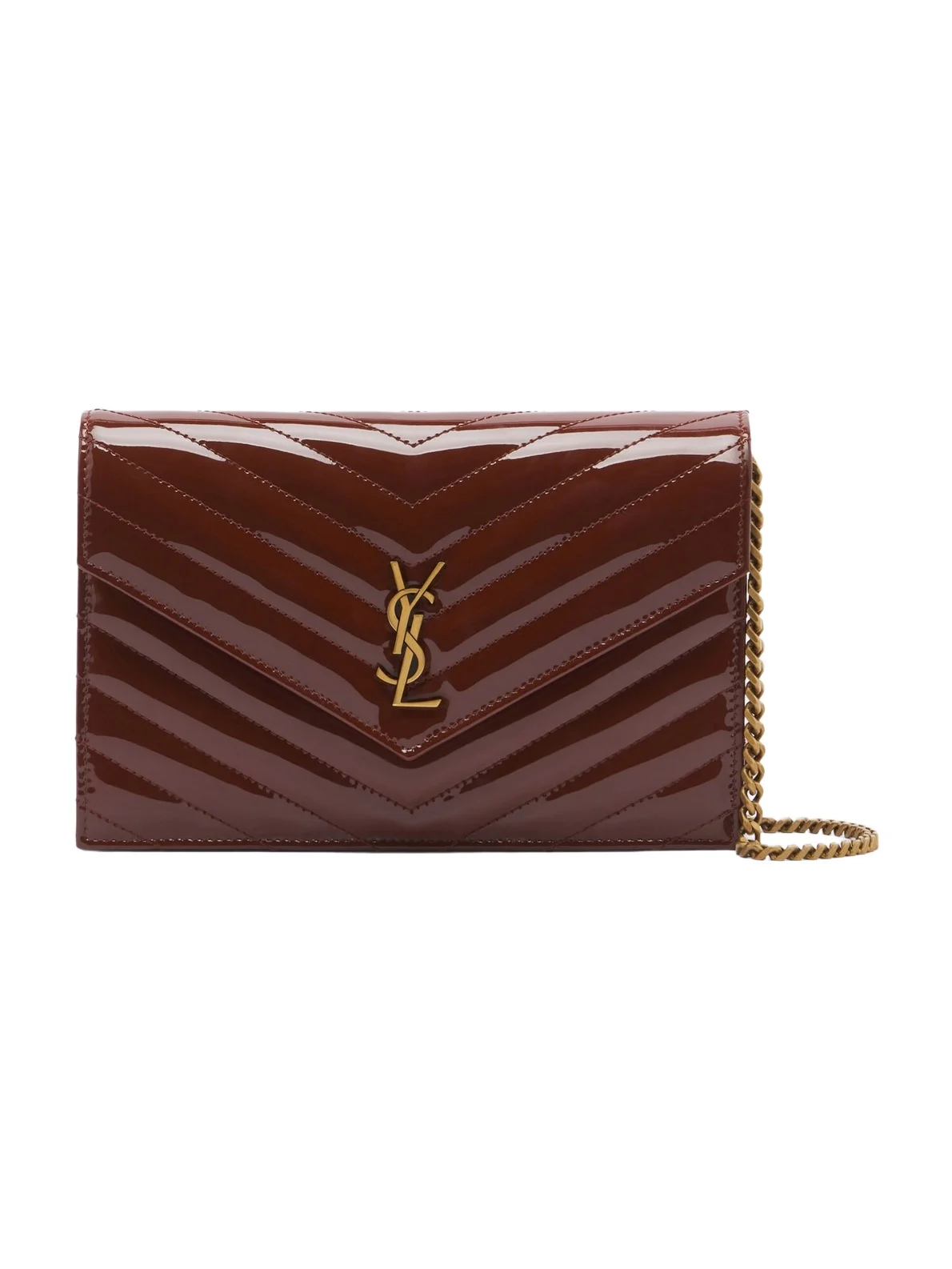 Saint Laurent Cassandre matelassé leather wallet on chain
