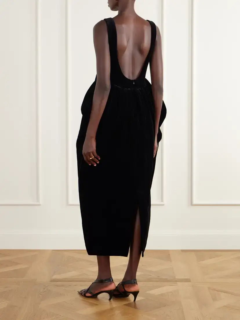 RÓHE Sculptural Volume Peplum Cotton-velvet Maxi Dress | Thumbnail 3 RÓHE Sculptural Volume Peplum Cotton-velvet Maxi Dress | Thumbnail 3
