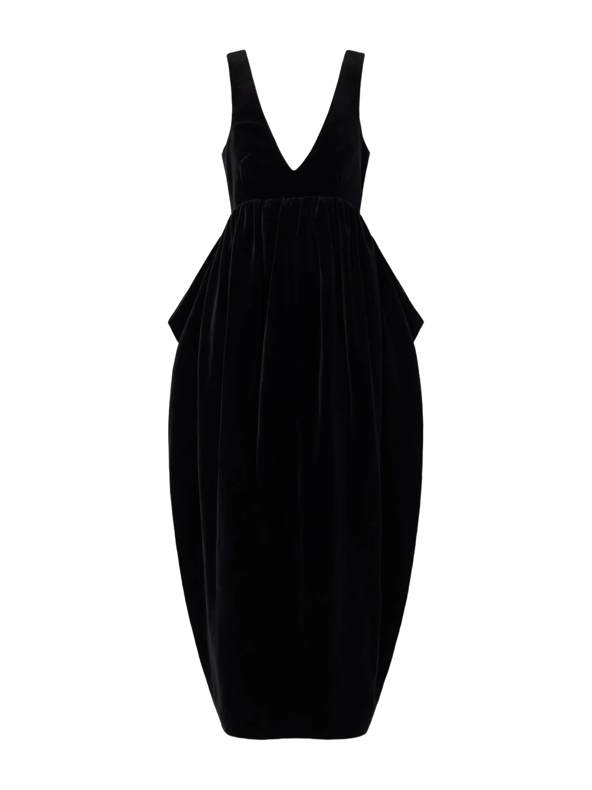 Sculptural Volume Peplum Cotton-velvet Maxi Dress