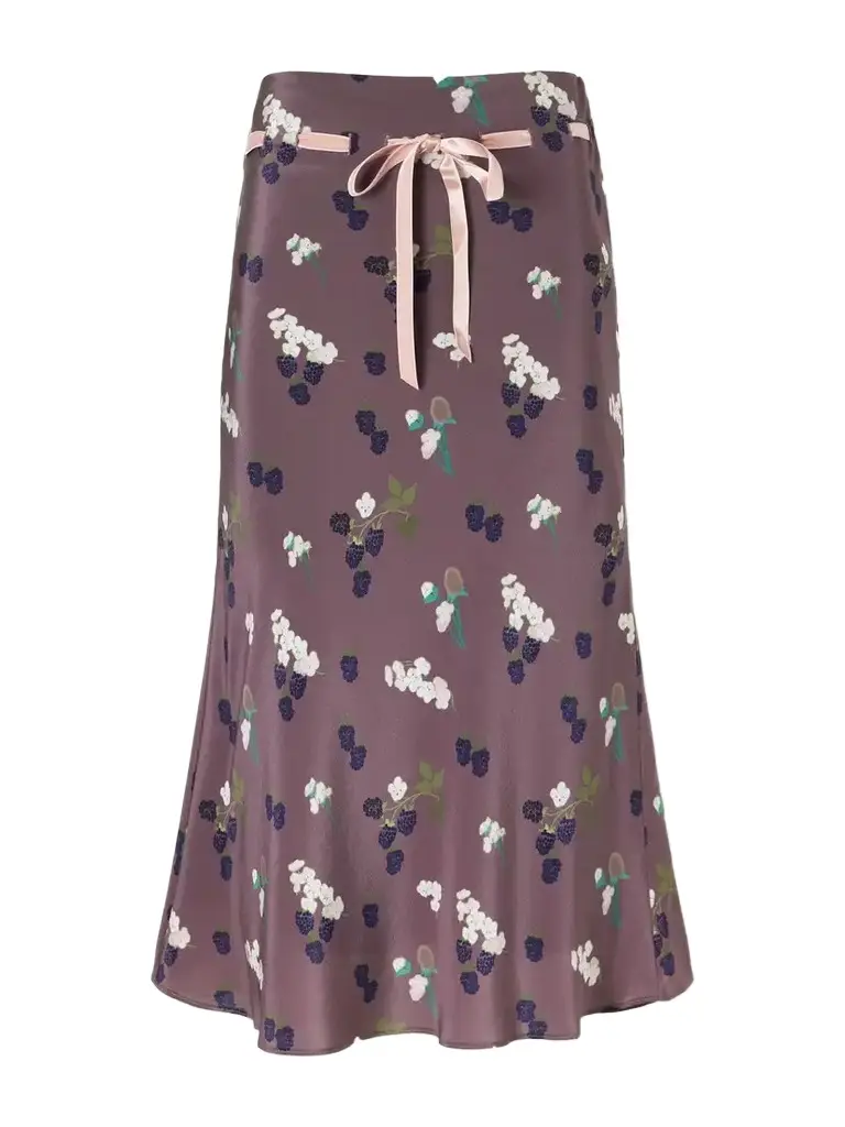 Camille Drawstring Floral-print Velvet-trimmed Silk-habotai Midi Skirt Camille Drawstring Floral-print Velvet-trimmed Silk-habotai Midi Skirt