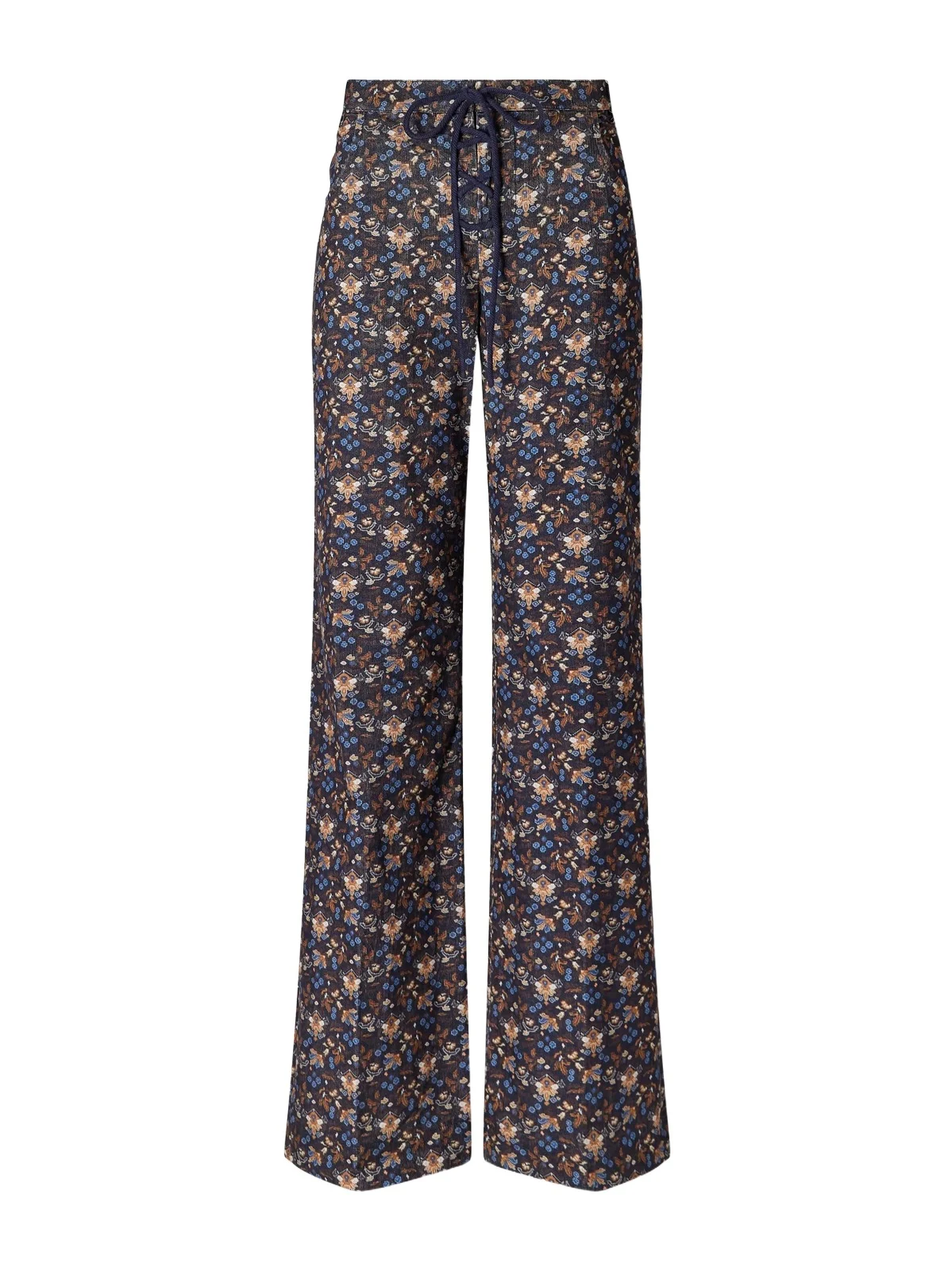 ALIX OF BOHEMIA Cooper Indigo Kilim Floral-print Cotton-corduroy Flared Pants