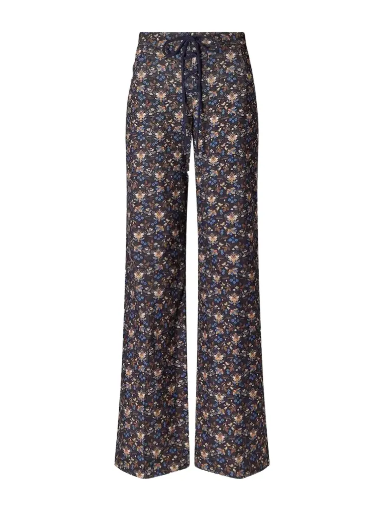 ALIX OF BOHEMIA Cooper Indigo Kilim Floral-print Cotton-corduroy Flared Pants