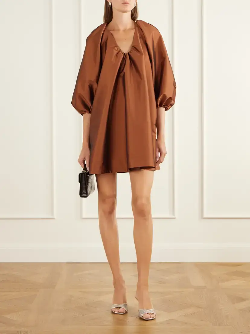 BERNADETTE George Gathered Taffeta Mini Dress | Thumbnail 2 BERNADETTE George Gathered Taffeta Mini Dress | Thumbnail 2