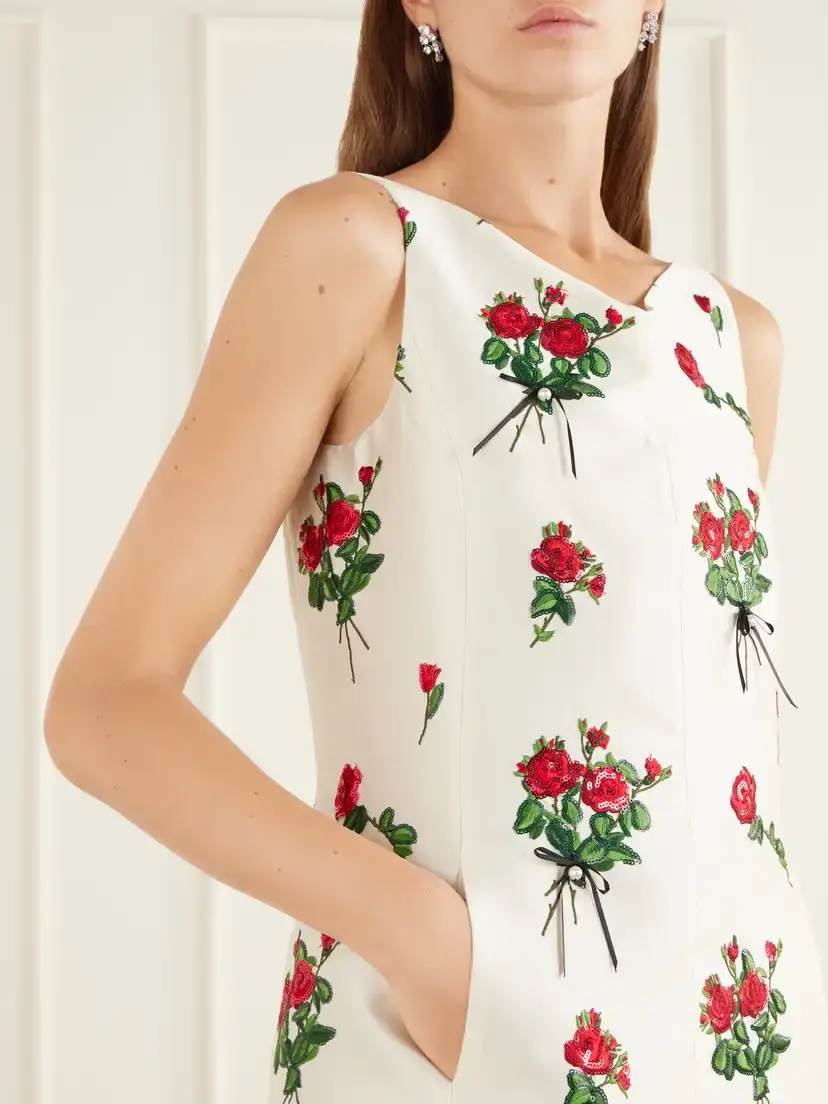 BERNADETTE Elliot Embroidered Embellished Taffeta Mini Dress | Thumbnail 4 BERNADETTE Elliot Embroidered Embellished Taffeta Mini Dress | Thumbnail 4