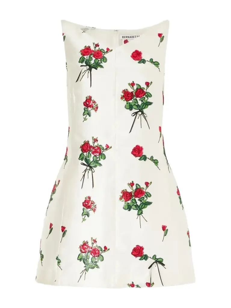 BERNADETTE Elliot Embroidered Embellished Taffeta Mini Dress