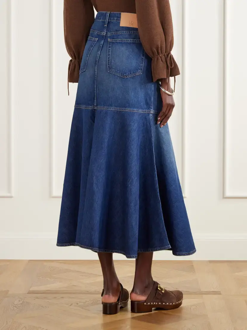 Ulla Johnson The Madelyn Embellished Paneled Denim Maxi Skirt | Thumbnail 4
