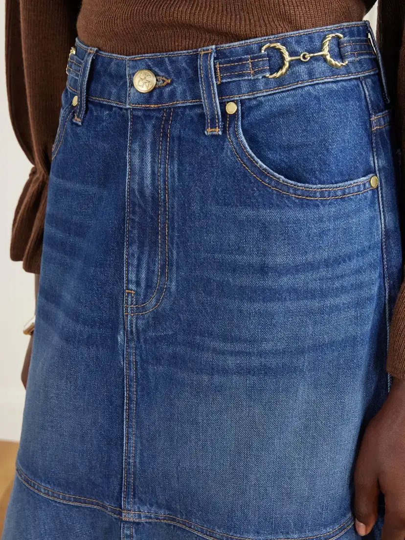 Ulla Johnson The Madelyn Embellished Paneled Denim Maxi Skirt | Thumbnail 5