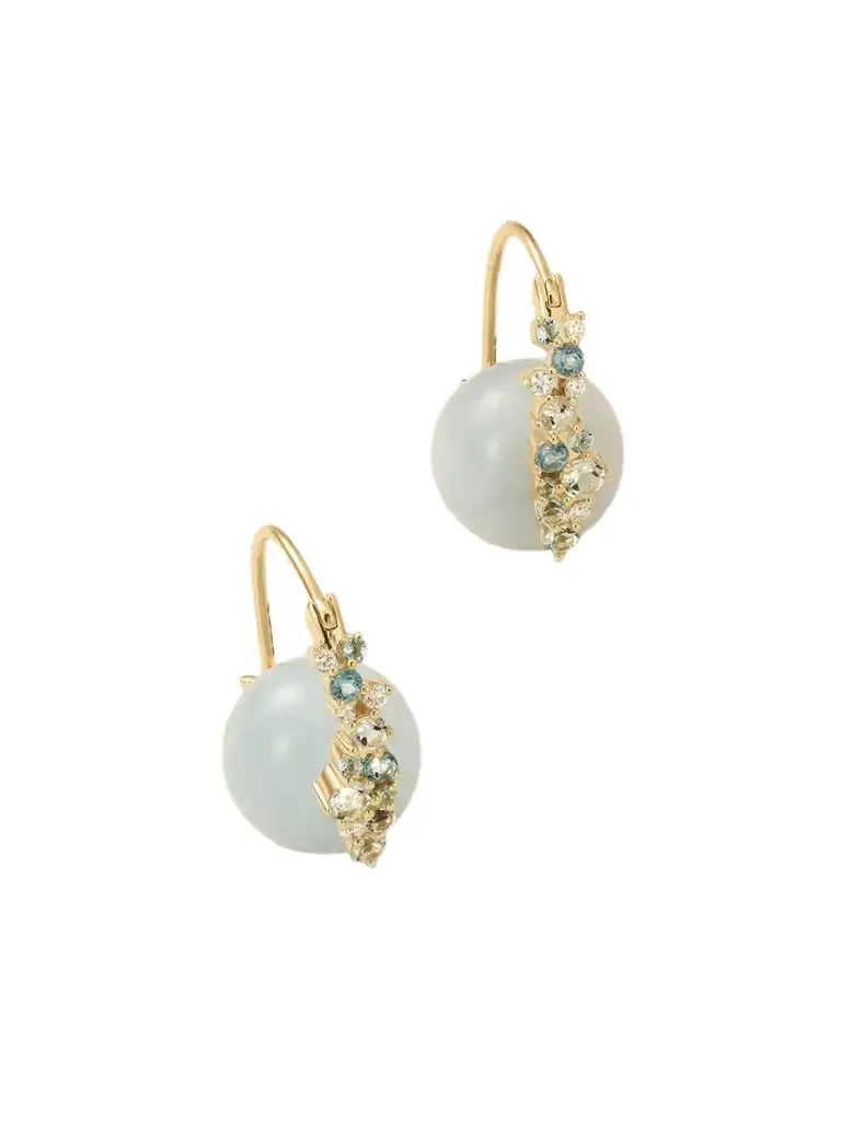 Sydney Evan 14-karat Gold, Aquamarine, Topaz And Diamond Earrings