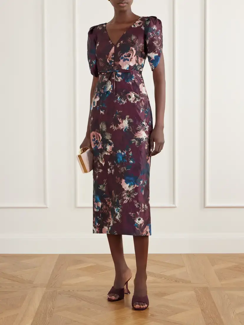 Erdem Belted Floral-print Crinkled Satin Midi Dress | Thumbnail 2 Erdem Belted Floral-print Crinkled Satin Midi Dress | Thumbnail 2