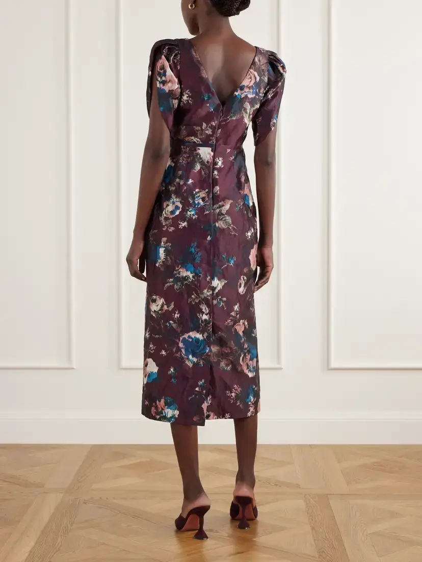 Erdem Belted Floral-print Crinkled Satin Midi Dress | Thumbnail 3 Erdem Belted Floral-print Crinkled Satin Midi Dress | Thumbnail 3