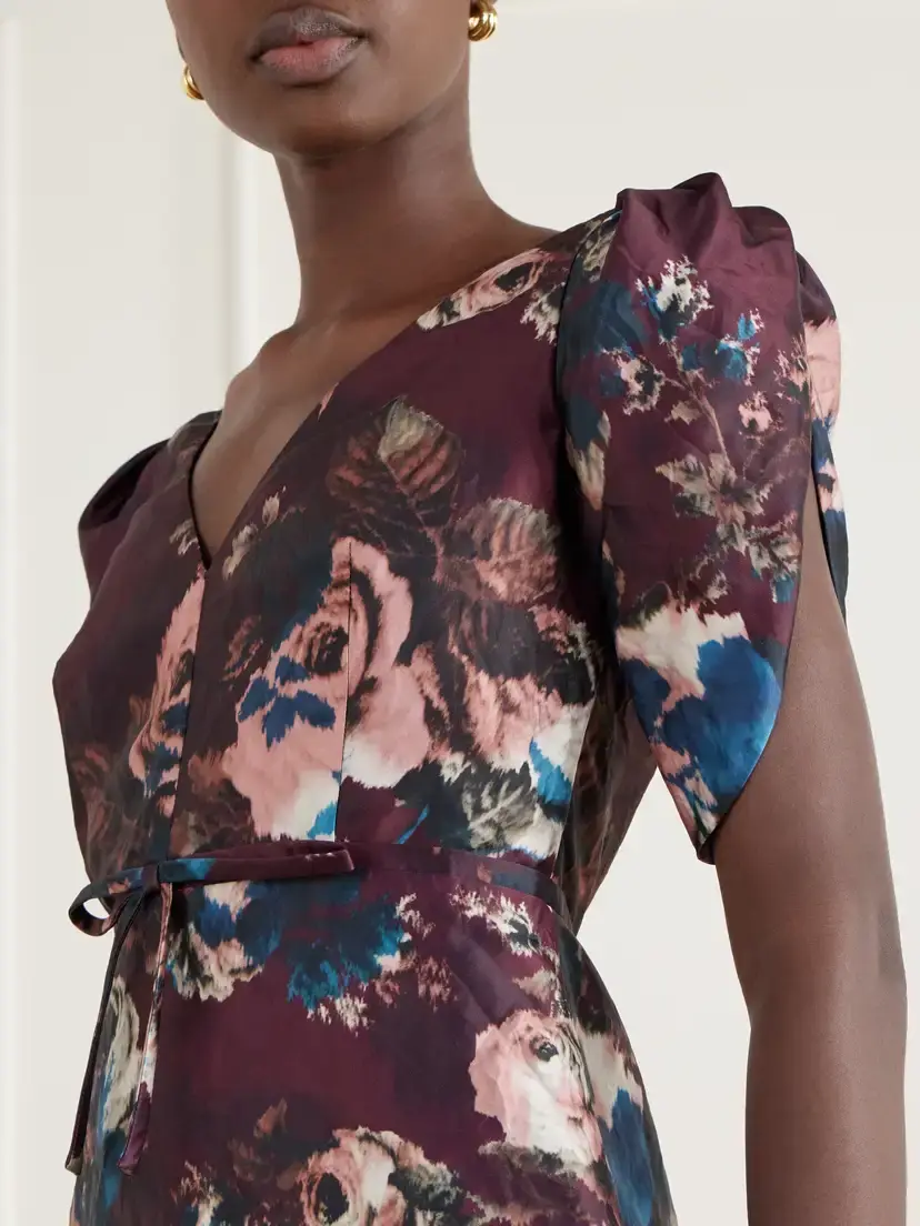 Erdem Belted Floral-print Crinkled Satin Midi Dress | Thumbnail 4 Erdem Belted Floral-print Crinkled Satin Midi Dress | Thumbnail 4