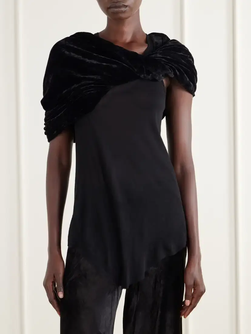 Rick Owens Twist Donut Cropped Crushed Velvet Cape | Thumbnail 3 Rick Owens Twist Donut Cropped Crushed Velvet Cape | Thumbnail 3
