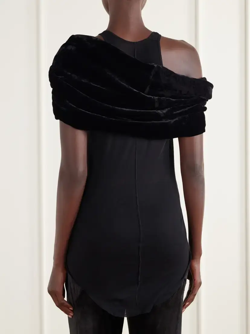 Rick Owens Twist Donut Cropped Crushed Velvet Cape | Thumbnail 4 Rick Owens Twist Donut Cropped Crushed Velvet Cape | Thumbnail 4