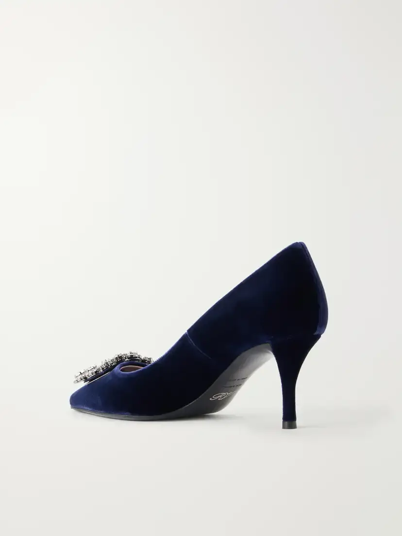 Roger Vivier Flower Strass 65 Crystal-embellished Velvet Pump | Thumbnail 3 Roger Vivier Flower Strass 65 Crystal-embellished Velvet Pump | Thumbnail 3