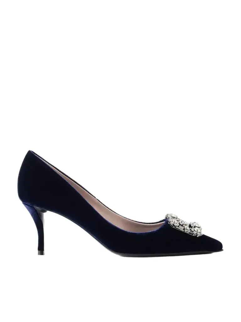 Flower Strass 65 Crystal-embellished Velvet Pump