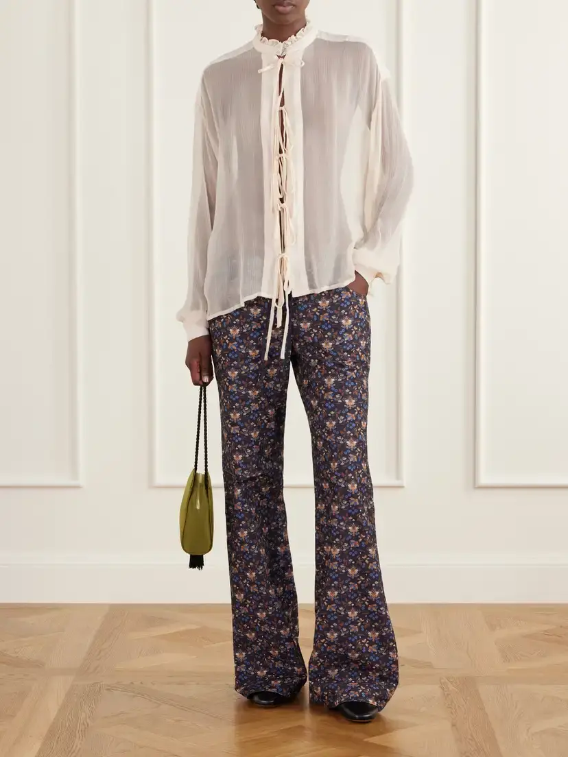 ALIX OF BOHEMIA Willa Praire Tint Lace-up Crepe Blouse | Thumbnail 2 ALIX OF BOHEMIA Willa Praire Tint Lace-up Crepe Blouse | Thumbnail 2