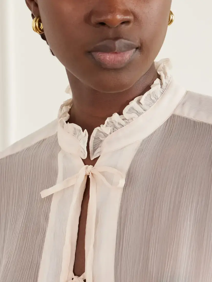 ALIX OF BOHEMIA Willa Praire Tint Lace-up Crepe Blouse | Thumbnail 5 ALIX OF BOHEMIA Willa Praire Tint Lace-up Crepe Blouse | Thumbnail 5
