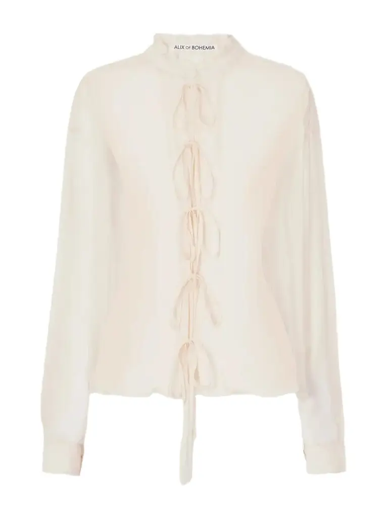 Willa Praire Tint Lace-up Crepe Blouse Willa Praire Tint Lace-up Crepe Blouse