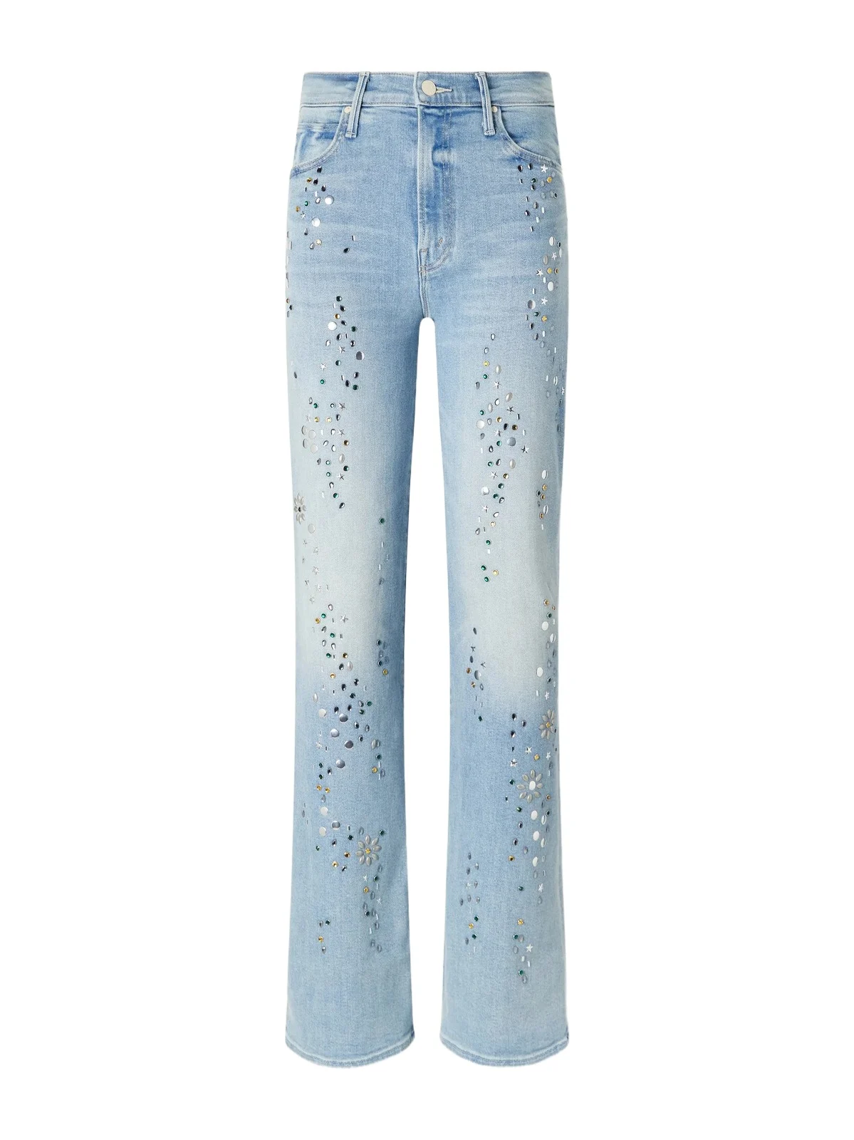 Mother The Kick It Embellished High-rise Straight-leg Jeans