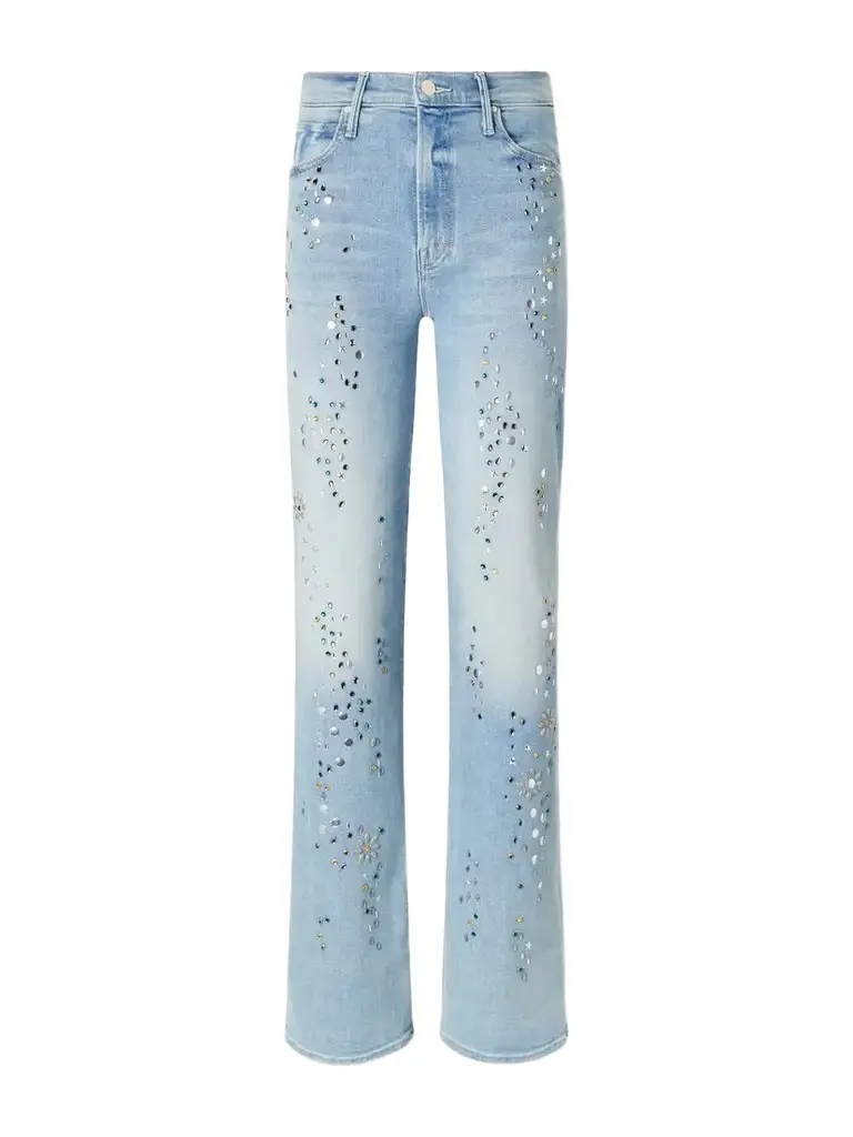 Mother The Kick It Embellished High-rise Straight-leg Jeans