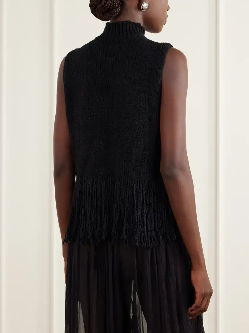 ALIX OF BOHEMIA Sonia Onyx Fringed Turtleneck Cotton Sweater | Thumbnail 3 ALIX OF BOHEMIA Sonia Onyx Fringed Turtleneck Cotton Sweater | Thumbnail 3